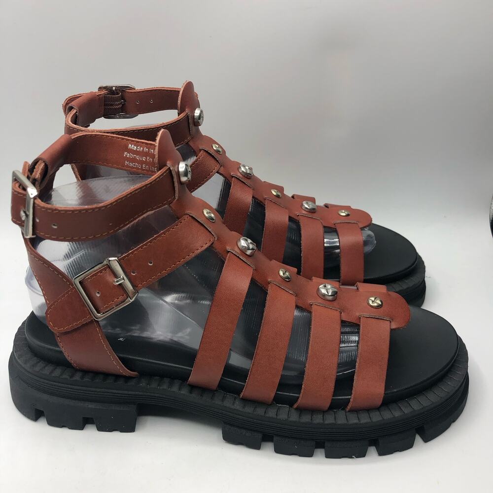 Free People Womens Hadley Hammered Stud Sandals Brown Size 39 US 9 - Picture 5 of 10